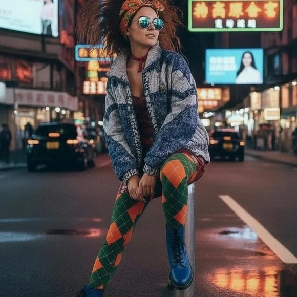 Vtg 80s 90s Acid Wash Denim Puffer Jacket Patchwork Glam Rock Hip Hop Bomber M - Picture 6 of 16